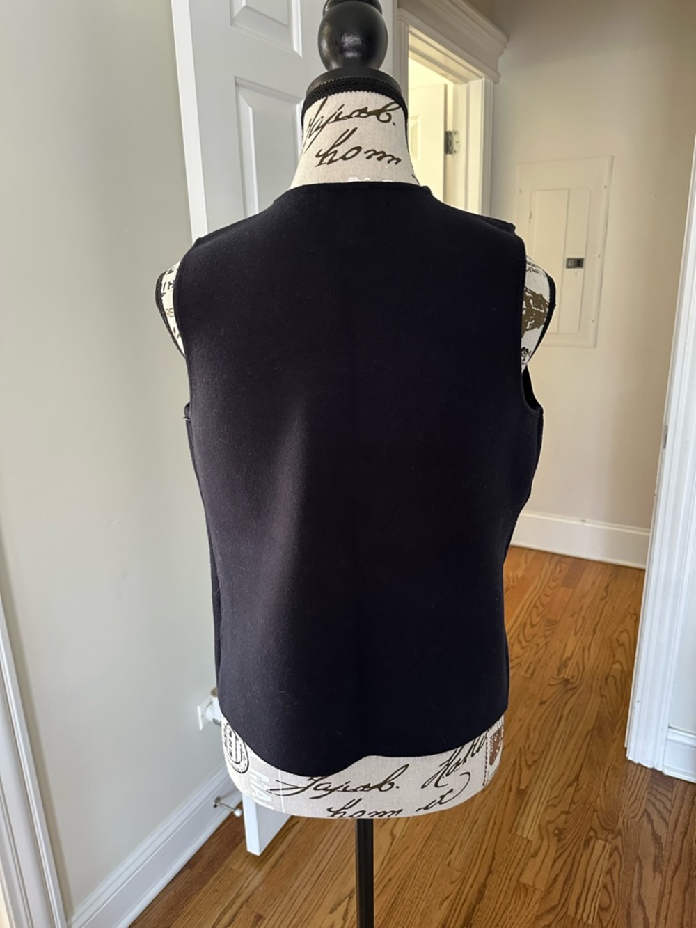 Rachel Zoe Black Sleeveless Button Vest with Gold Accents - Picture 2 of 3